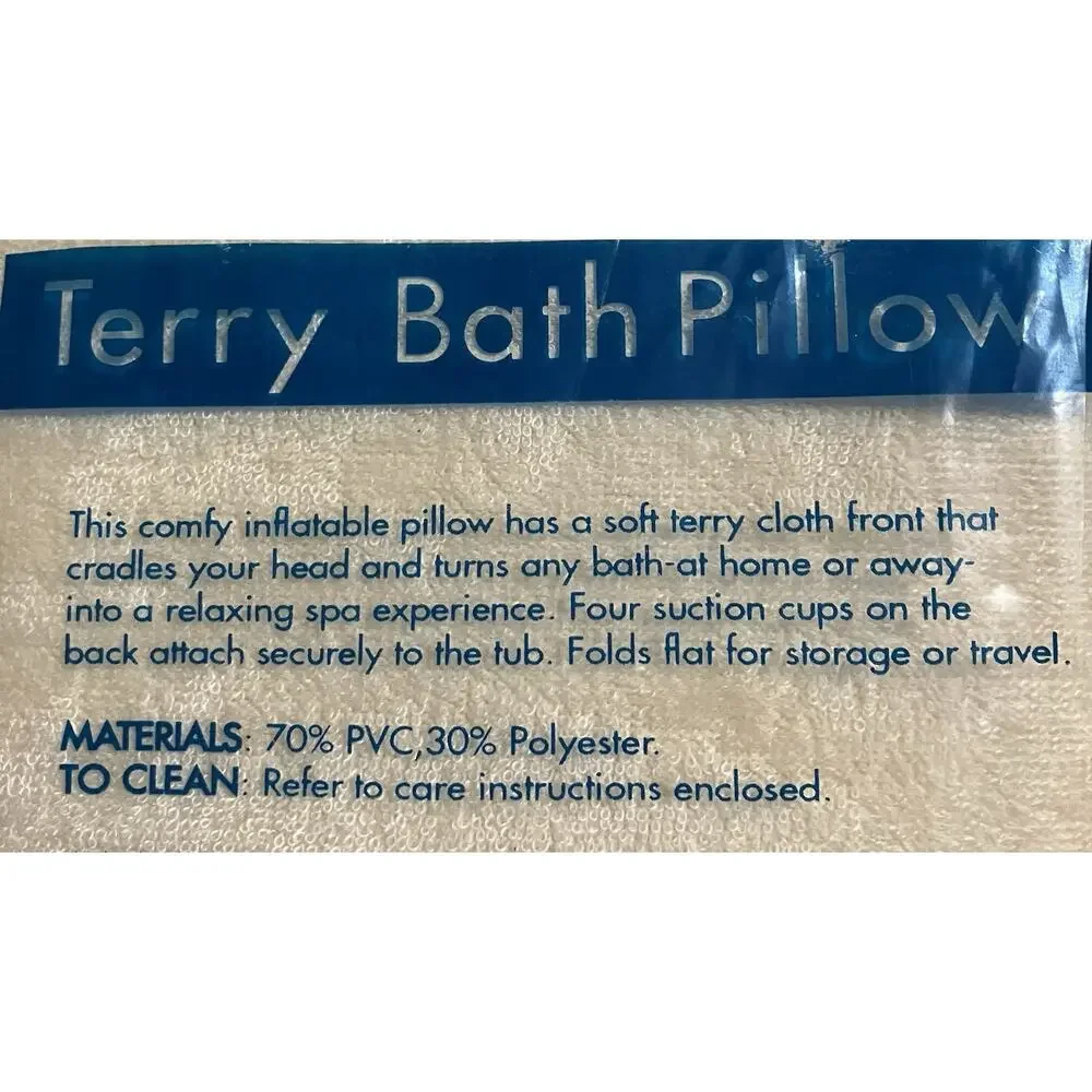 Vintage Avon Inflatable Terry Bath Pillow with Suction Cups Yellow New Sealed